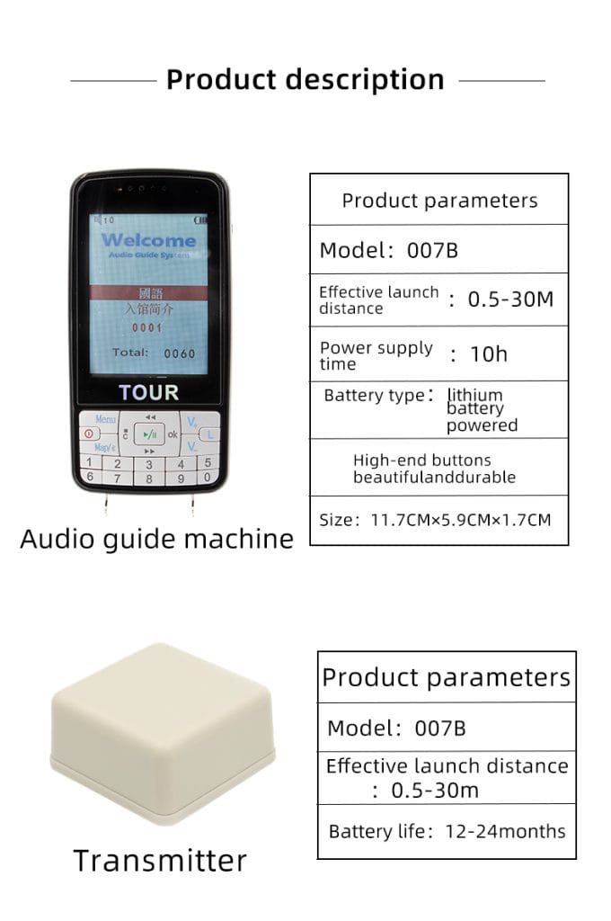 tour guide audio system transmitter and receiver specification picture