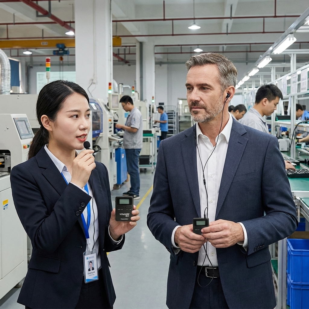 In High-Noise Factory Environments, customers utilize Yingmi wireless tour guide system.