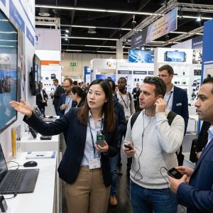 At the exhibition, tour guides use Yingmi tour guide system to provide commentary for visitors.