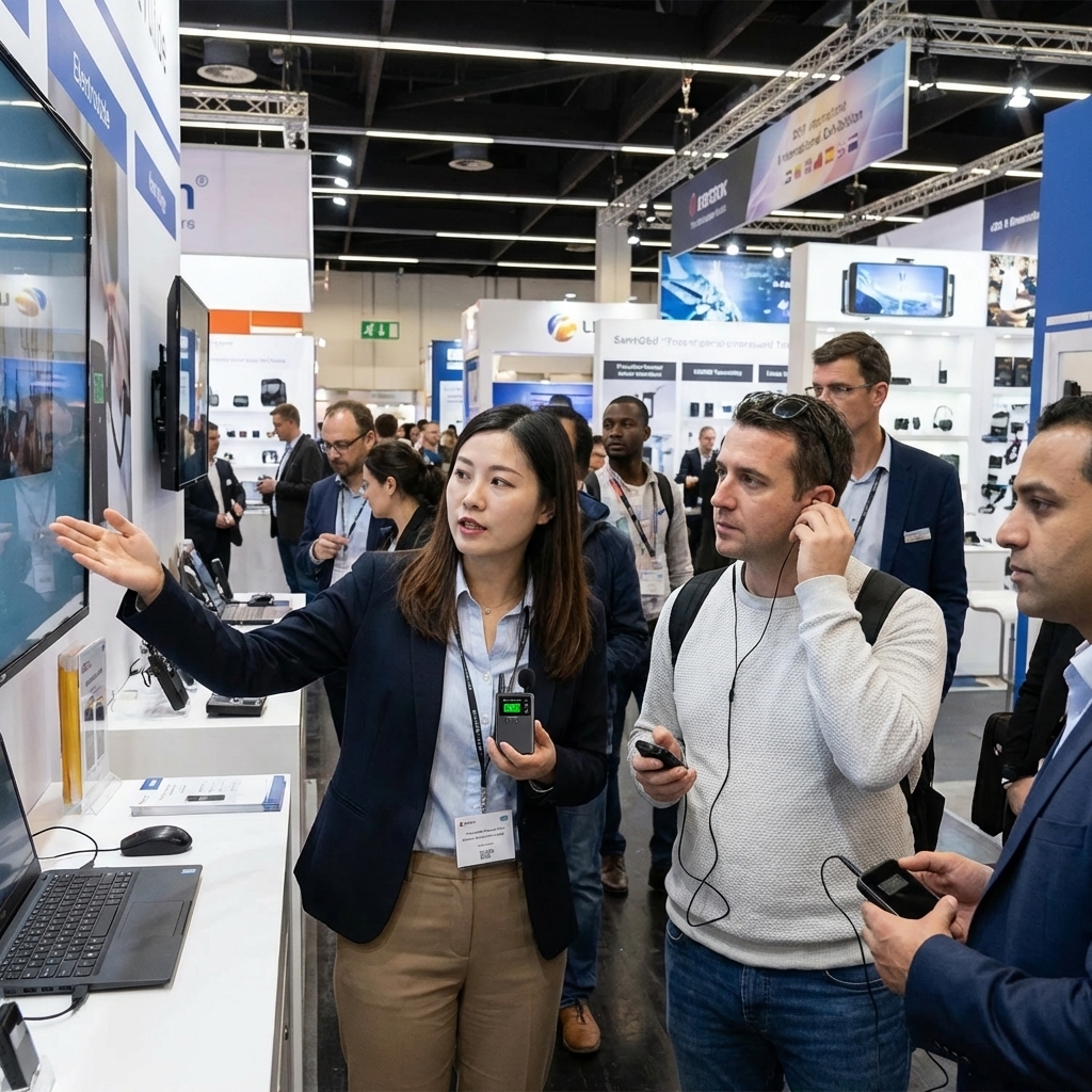 At the exhibition, tour guides use Yingmi tour guide system to provide commentary for visitors.