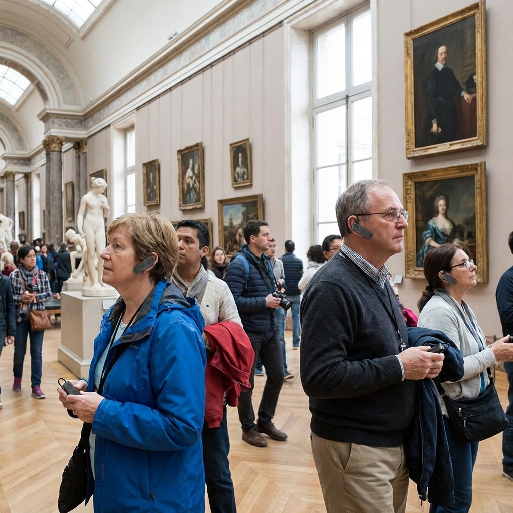 Visitors can freely explore the museum by using the self-guided audio guide device.