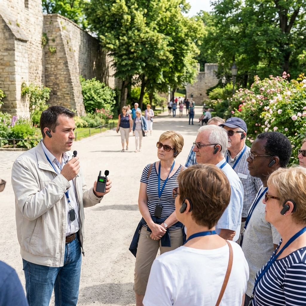 At overseas tourist attractions, tour guides use Yingmi tour guide system to provide commentary for visitors.