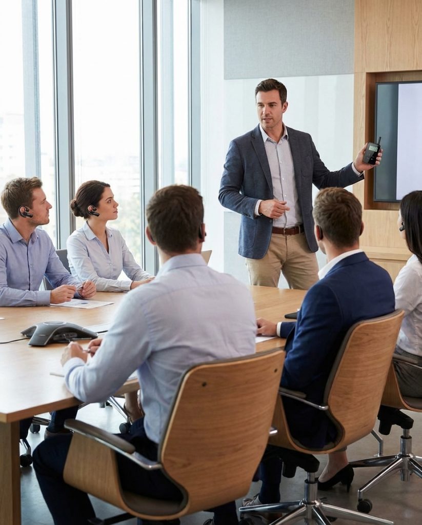 In the meeting scenario, Yingmi's wireless tour guide system is used.