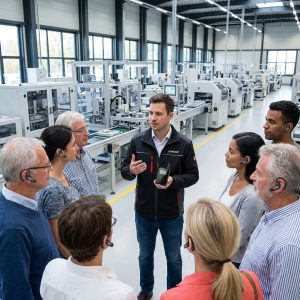 In High-Noise Factory Environments, customers utilize Yingmi wireless tour guide system.