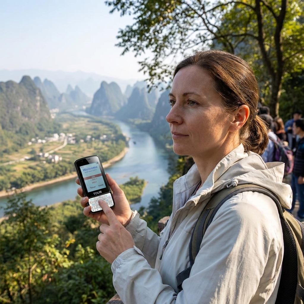 At overseas tourist attractions,visitors use the self-guided audio guide system to tour the exhibits.