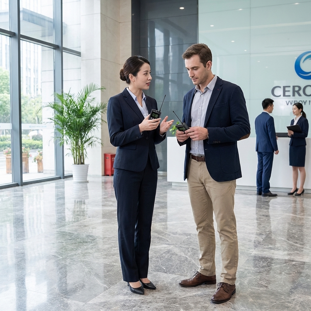 In the business scenario, Yingmi's wireless tour guide system is used.