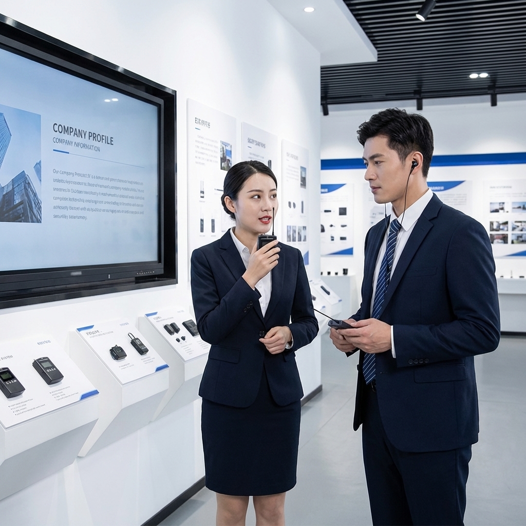In the business scenario, Yingmi's wireless tour guide system is used.