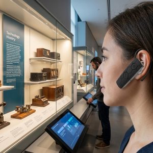 At the science museum, visitors use Yingmi's wireless audio guide.