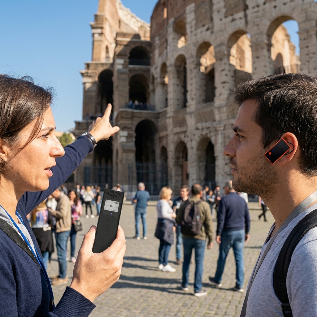 At overseas tourist attractions, tour guides use Yingmi tour guide system to provide commentary for visitors.