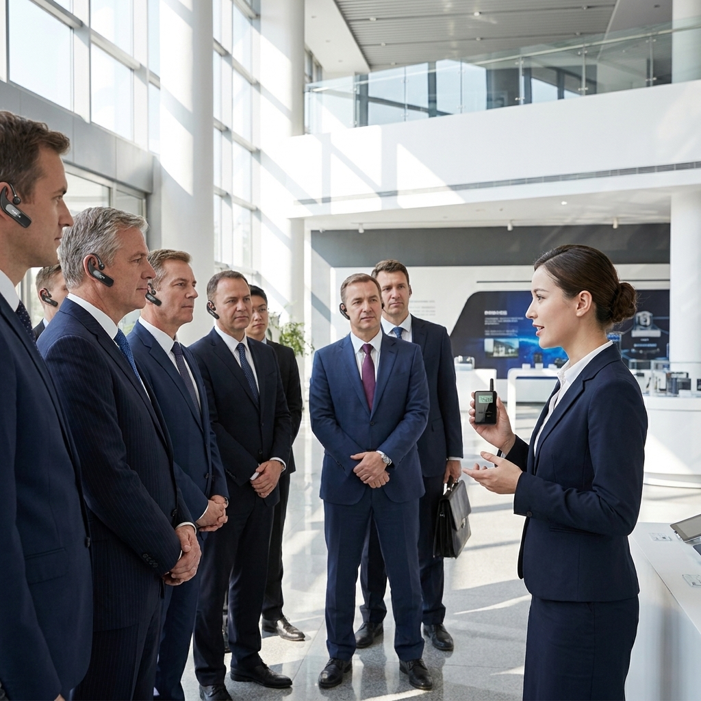 The R8 wireless tour guide system is applied in the scenarios of government and enterprise receptions.