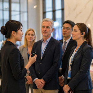 The R8 wireless tour guide system is applied in the scenarios of government and enterprise receptions.