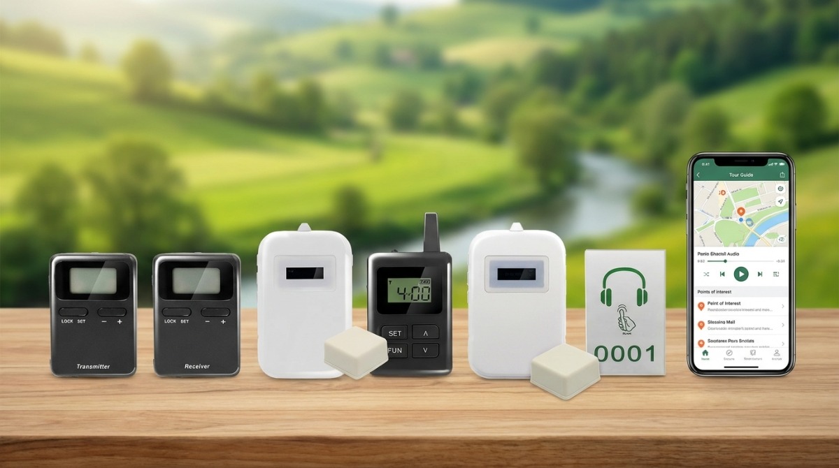 Multi-channel wireless interpretation receiver and bulk charging case for tournament media centers
